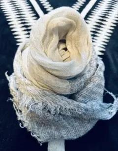 REPLAY フリンジ付きストール シルバーグレー/オフホワイト