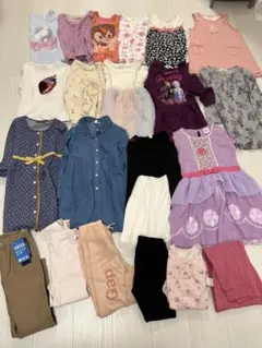 中古120cm女の子秋冬服まとめ売りワンピース長ズボン