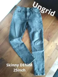 【Ungrid ブラック グレー スキニーデニム】アングリッド　ストレッチ 着画