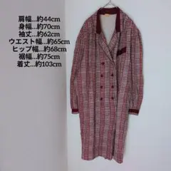 送料込❤チェック柄 ダブルブレスト シャツワンピース 昭和レトロ