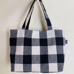 大きめチェック ミニポーチ ハンドメイド