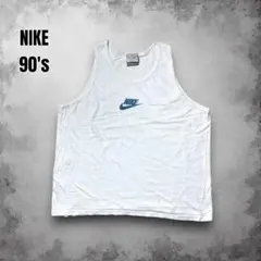 90s USA製 NIKE ヴィンテージタンクトップ 白T ワンポイント 短丈