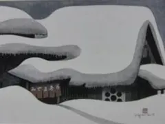 斎藤清、【霊峰（１）】、希少画集・額装画、新品高級額、マット額装付 斎藤清、「競艶」、希少な画集の額装画、オーダーマット付・日本