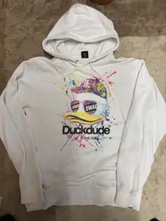 Duckdude カラフルパーカー ホワイト　Lサイズ