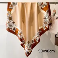大判 スカーフ 花柄 バンダナ シルク風 フォーマル オフィスカジュアル スーツ