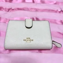 COACH ホワイト 二つ折り財布　レザー　少々難あり