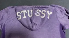 STUSSY ステューシー パープルジップフーディー 刺繍ロゴ Lサイズ