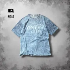90s CocaColaヴィンテージ企業Tシャツ デニムカラー フェードUSA