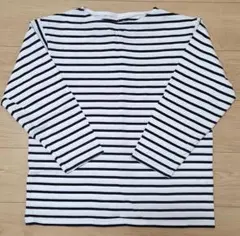 無印良品 洗いざらし太番手ボートネック九分袖Ｔシャツ Sサイズ 白ボーダー