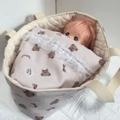 メルちゃん ハンドメイド クーファン ソランちゃん お布団 くまちゃん ピンク