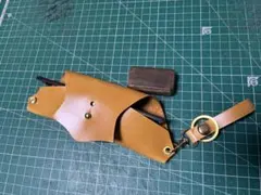 No.20 メガネケース&キーホルダー　牛本革　ハンドメイド