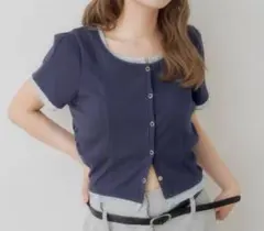 kastane テレコチュール TEE ネイビー　FREE SIZEのサムネイル