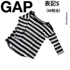 ギャップGAP ボーダーカットソー　綿100% Tシャツ　長袖　五分袖　黒灰のサムネイル