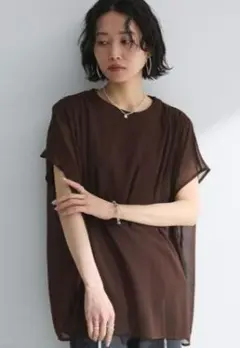 chocol raffine robe楊柳ドッキングフレンチプルオーバーブラウンのサムネイル