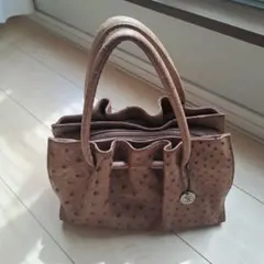 オーストリッチ　ブラウンハンドバッグ 日本製