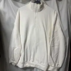ホワイト ハーフジップ トレーナー　レディース　XL