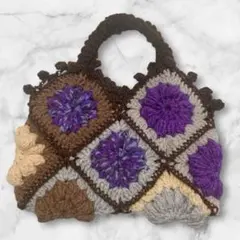 手編みのモチーフ繋ぎバッグ♡花