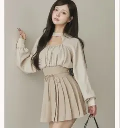 ダーリッチ ドッキングコルセットプリーツミニワンピース