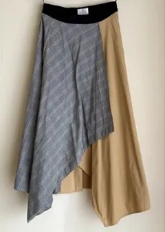 ランバンオンブルー　チェックアシンメトリー　スカート