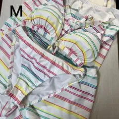 ストライプ柄 セパレート水着4点セットＭサイズ　ビキニ