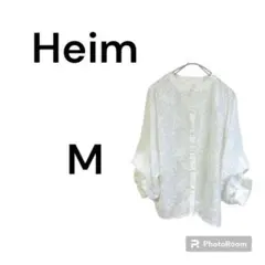 helm シャツ　ブラウス　白　きれいめ　おしゃれ　古着　ナチュラル　薄め　花柄