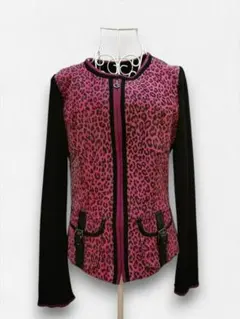 伊太利屋　ピンク　レオパード　ジャケット　ジップアップ　レザー