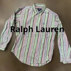 ラルフローレン　マルチカラー　ストライプシャツ　長袖　キッズM ボタンダウン