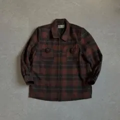 【SALE】ウールジャケット ミドル 毛100% チェック柄 L クラシック