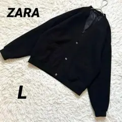 【ザラ】 ノーカラージャケット ジャンパー ポケット付き 黒 アウター オフィス