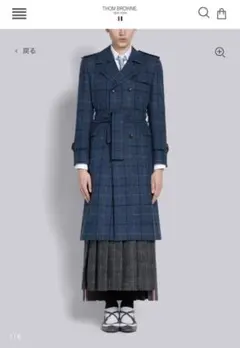 【最終値下げ】THOM BROWNE トムブラウン　トレンチコート　ダークブルー