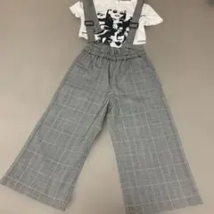 GU チェック柄 サスペンダー付きパンツ 110cmのサムネイル