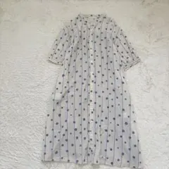 スーパーハッカ　水玉　シャツワンピース　半袖　総柄　ドット柄　ロングワンピース