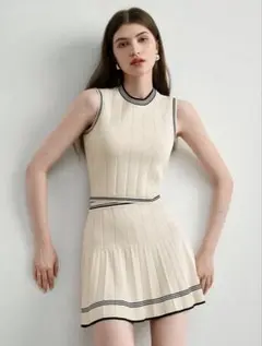 SHEIN MOFT ストライプニットスカートセットアップ