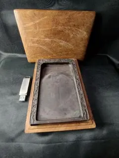 硯箱 梨地 御硯箱 硯 水滴付き 木箱 時代物 書道具 習字 | Mercari