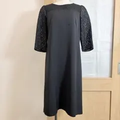 Rifanne 東京ソワール フォーマルワンピース レース×ラメ 黒 11号のサムネイル
