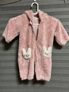 ウサギポケット付きフリースロンパース