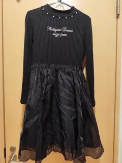 メゾピアノ長袖ニットドレスワンピースs140黒ブラック