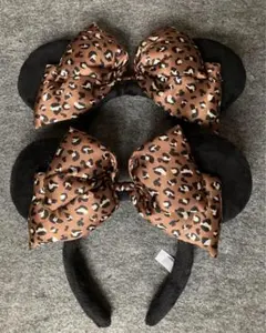 ディズニー　カチューシャ　ミニー ヒョウ柄 2個　ペア お揃い ブラウン　茶色
