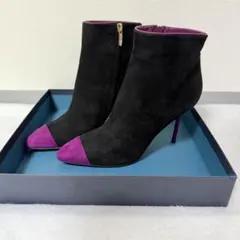 ★セルジオロッシ　スエード　ショートブーツ　ブーティ　ブラック×パープル★