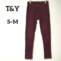 T&Y Fashion バーガンディ【S〜M】スキニーパンツ カジュアル