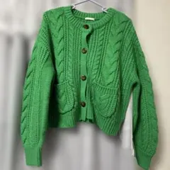 GU 緑　ニットカーディガン　L