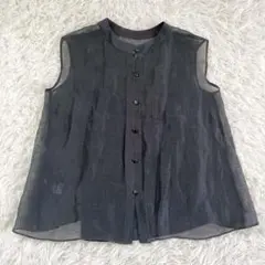 美品✨️TOMORROWLAND シアーノースリーブシャツ 36 ブラウス 黒 