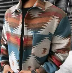 幾何学模様ウールシャツ