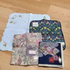 WEDGWOOD LIBERTYミニタオルとハンカチ　和柄ハンカチ　4枚セット