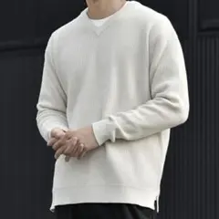 DCOLLECTION リブ編みVネックニット アイボリー L