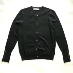 ★ザラ★ZARA クルーネックカーディガン 金ボタン レーヨン 長袖 黒 Lのサムネイル