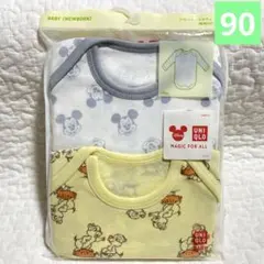 【新品未開封】ユニクロ　ボディスーツ(長袖)ミッキー　チップデール90㎝　2枚組
