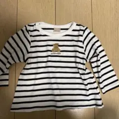 petit mainプティマイン ボーダー柄クマさんロンTシャツ 80