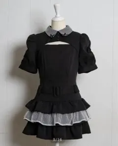 チュールカットアウトティアードワンピースpium