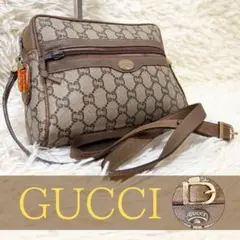 希少 チャーム 付き グッチプラス GG 総柄 ロゴ レザー ショルダーバッグ